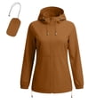 thumbnail image 6 of AherBiu Rain Jacket Women Packable Raincoats Long Sleeve Zip-Up Hooded Lightweight Softshell Jacket(XX-Large,Brown), 6 of 6