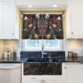thumbnail image 5 of Yayeee Kitchen Curtains Tier Pair Light Filtering 27"x24" Rod Pocket Short Cafe Window Panel, Black Floral Pattern, 5 of 7