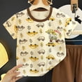 thumbnail image 3 of Ulanda Kids Toddler Boy Clothes Outfits Bear Print Tee + Plaid Shorts 2 Pieces Summer Shorts Set (Beige, 7-8 Years), 3 of 4
