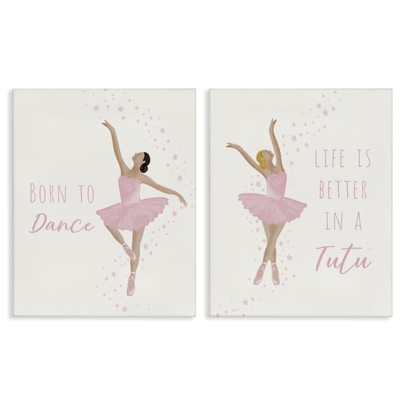 Stupell Industries Contemporary Inspiring Ballerina Sentiments 2pc Canvas Art Set, 16 x 20 each, by Chen Alyesh