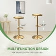 thumbnail image 5 of Metal Bar Stools Set of 2, Counter Height Adjustable Barstools, Backless 360° Swivel Kitchen Stools for Island, Dining, Bistro, Pub (Gold）, 5 of 14
