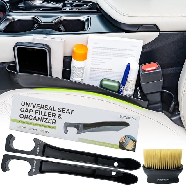 Organizador para rellenar huecos para asientos de coche ECOMORA con cepillo de limpieza