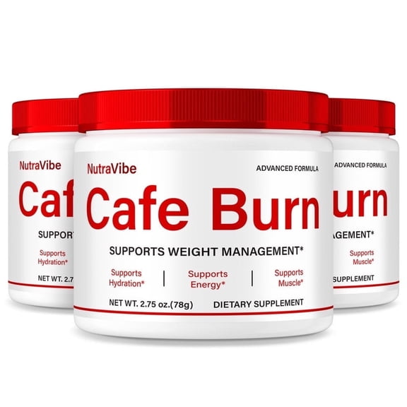 (3 Pack) Cafe Burn Powder – Daily Formula to Help Fuel Natural Energy, Support Recovery, and Keep You Moving for Active Living, Keto-Friendly Blend, Easy 1-Scoop Everyday (90 Servings)