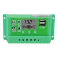 thumbnail image 1 of Controlador de carga solar PWM verde con pantalla LCD grande, controlador solar fotovoltaico de 12 V, 24 V y 10 A., 1 of 14