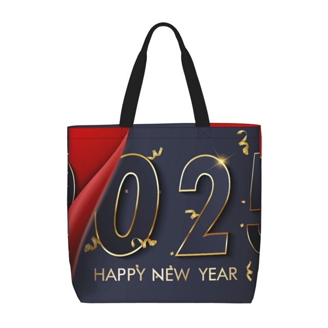 Fotbe 2025 New Year 2 Bolsa Tote con Estampado para Mujer, Bolsos con Cremallera, Bolsa de Hombro Casual de Gran Capacidad con Bolsillos Internos