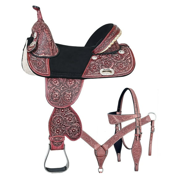 17 In HILASON Western Horse Saddle Hilason Treeless American Leather Barrel Racing