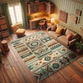 thumbnail image 3 of Ambesonne Southwestern Decorative Rug Carpet, Starry Ethnic Grunge, 2' 5" x 5', Cinnamon Seafoam Beige, 3 of 5