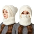 thumbnail image 2 of Unisex Autumn Winter Polyester Cotton Knit Scarf Hat for Men and Women, 2 of 7