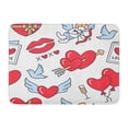 thumbnail image 1 of SIDONKU Valentines Day Love Romance Flat Line Hearts Chocolate Kiss Cupid Doves Red Doormat Floor Rug Bath Mat 23.6x15.7 inch, 1 of 1