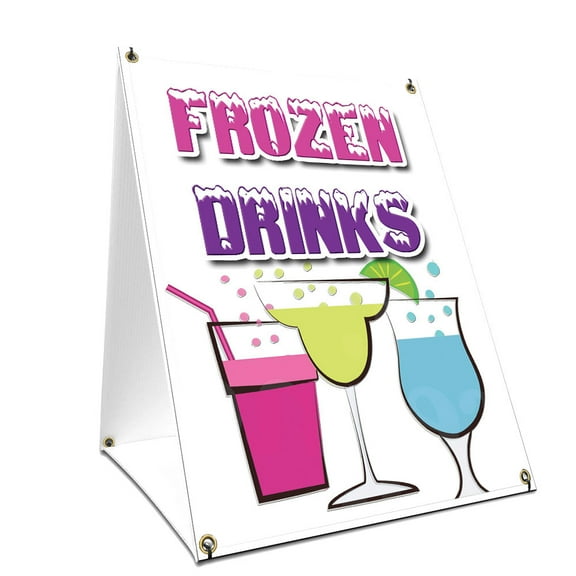 A-frame Sidewalk Frozen Drinks Sign With Graphics On Each Side | 18" X 24" Print Size