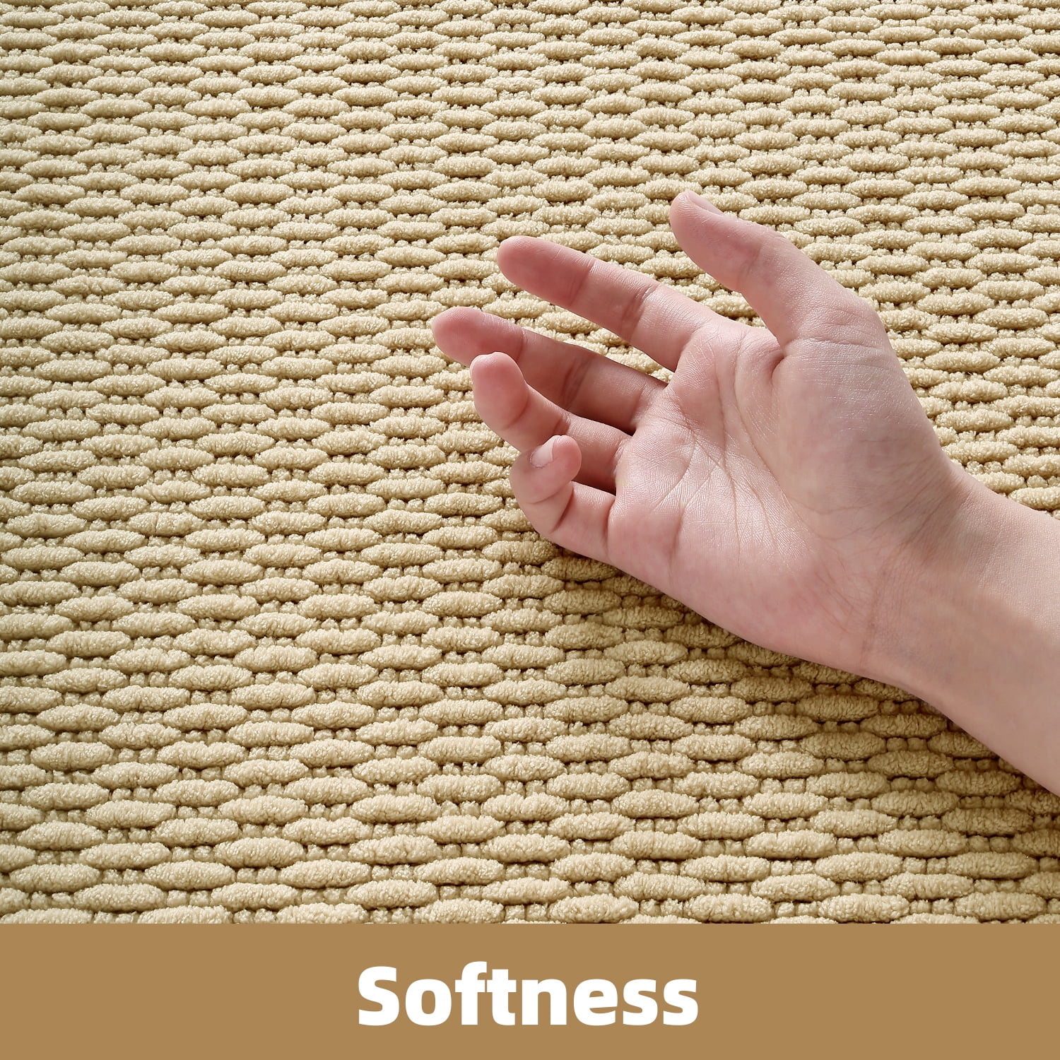 PABUBE Soft Light Yellow Woven Chenille Bathroom Rug, 17"x29", Non-Slip and Absorbent Bath Mat for Bathroom Floor, Machine Washable, Quick Drying