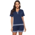 thumbnail image 1 of Purcoar Women's Cotton Pajamas Set Short Sleeve Casual Sleepwear, 1 of 8