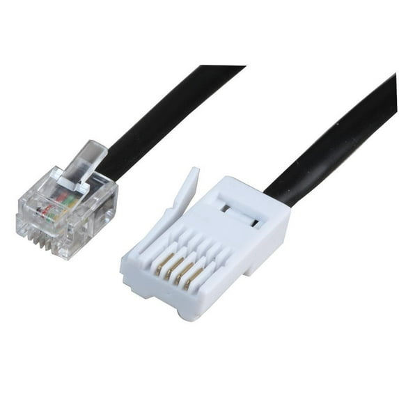 PRO SIGNAL - RJ11 to UK Plug (431A) Extension Lead, Black, 15m