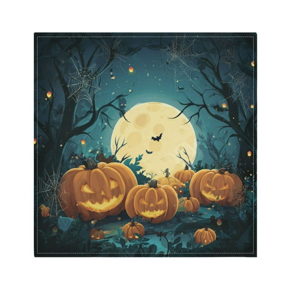 Qxltty Cartoon Halloween Pumpkins Napkins 20×20in Perfect for Parties Dinners Weddings Cocktail Housewarming Cloth Napkins Set of 6