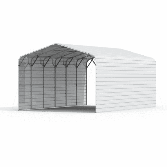 DuraYu 20x30 ft Enclosed Metal Garage for Vehicles, Heavy-Duty Steel Carport with Side Panels, Cream