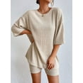 thumbnail image 4 of Womens Two Piece Lounge Sets Long Sleeve Knit Pullover Tops Wide Leg Pants Fall Pajamas Sets, 4 of 7