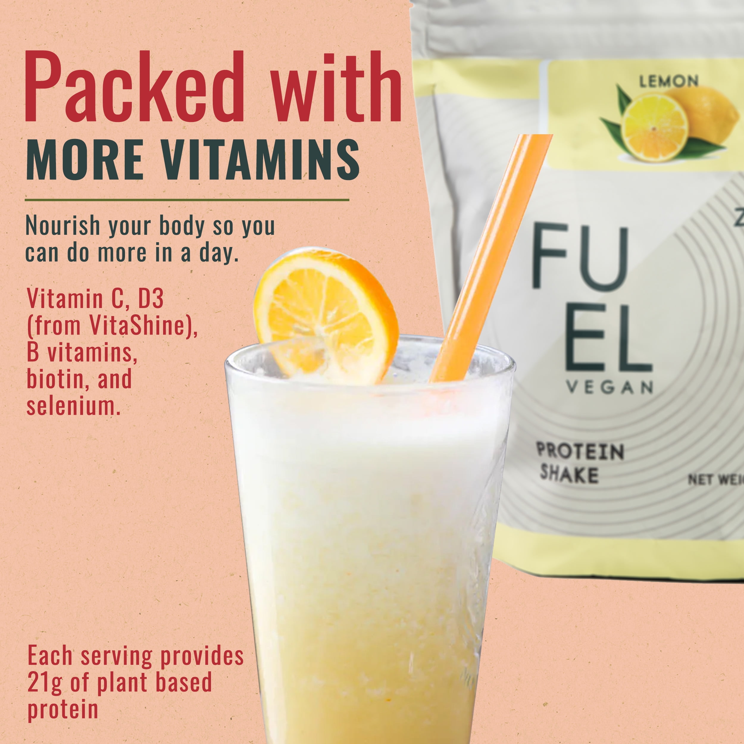 Zenbodi Fuel Vegan Protein Powder Lemon - 20g of Protein Each Serving, Delicious Plant-Based Blend for Muscle Growth, Crafted from Pea, with Vegan D3, No Artificial Flavors, Gluten-Free