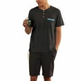 thumbnail image 2 of Nrmvnmi Men's Cotton Pajama Set Shorts Sleeves Sleepwear 2 Pieces Comfy Nightwear Pj Sets with Pocket, 2 of 4