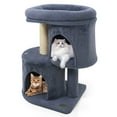 thumbnail image 1 of Costway 26" Small Cat Tree with Large Padded Plush Perch, 2 Condos, Sisal Scratching Posts Dark Gray, 1 of 10
