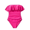 thumbnail image 7 of UTSJKR Strapless One Piece Swimsuits for Women Tummy Control Bandeau Bathing Suits Ruffle Slimming Swimwear Hot Pink XL, 7 of 7
