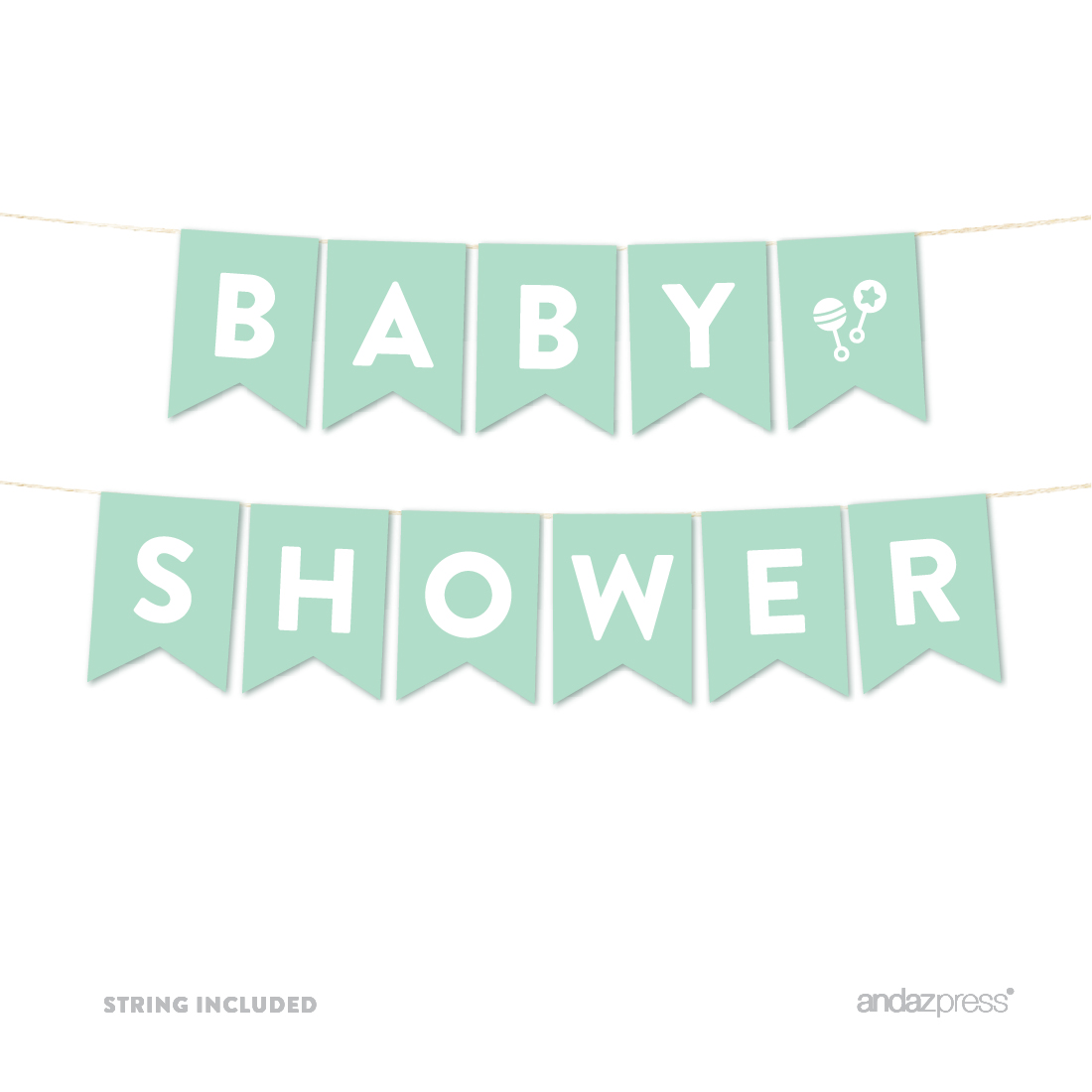 Baby Shower Mint Green Gender Neutral Baby Shower Pennant Garland Party