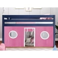 thumbnail image 2 of JACKPOT Solid Wood Low Loft Twin Bed with End Ladder/Tent in Blue/Pink/White, 2 of 6