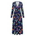 thumbnail image 5 of FKELYI Colorful Butterfly Print Fall Maxi Dress for Women Long Sleeve A-Line Flowy Dresses with Side Pockets V Neck Casual Dress for Spring Winter, L, 5 of 6