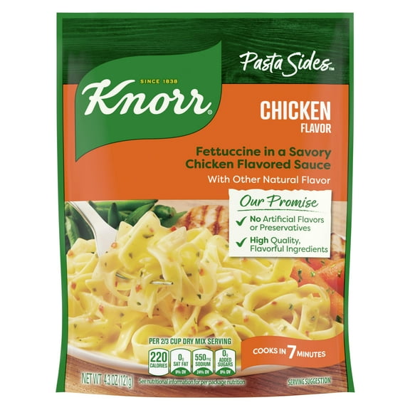 Knorr Pasta Sides Chicken Fettuccine For Delicious Quick Pasta Side Dishes No Artificial Flavors or Preservatives 4.3 oz ( Pack of 2 )