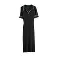 thumbnail image 2 of Taylonsss Womens Casual Short Sleeve Dress Solid Knit Turn-Down Collar Casual Style, 2 of 5