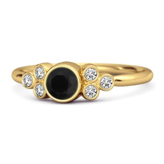Natural Black Spinel Bezel Set 925 Sterling Silver Gold Vermeil Boho Women Valentines Day Gifts Ring