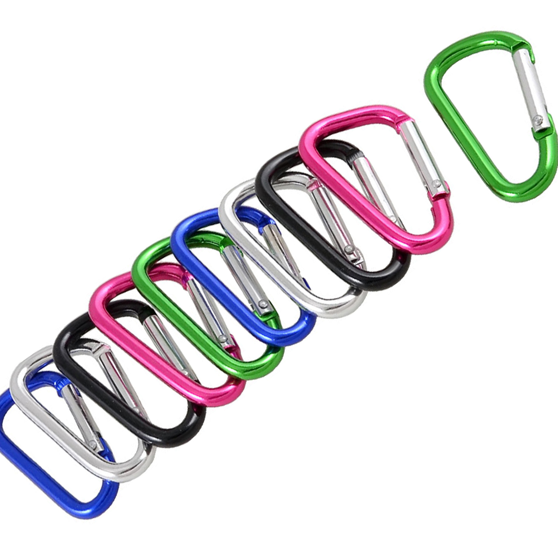 Unique Bargains Colorful Aluminum Carabiner Keychain Clip D Shaped Keyring 10pcs