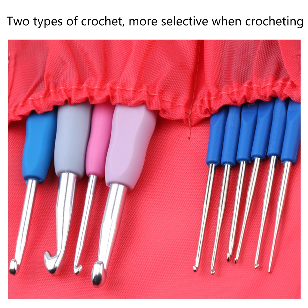 Ergonomic Crochet Hook Set with Crochet Yarns Knitting Needle, Crochet Bag, Stitching Marker, Embroidery Scissor