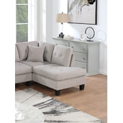 Living Room Mushroom Tweeted Like Velvet Tufted Couch 2pc Sectional Sofa Set RAF Chaise LAF Sofa