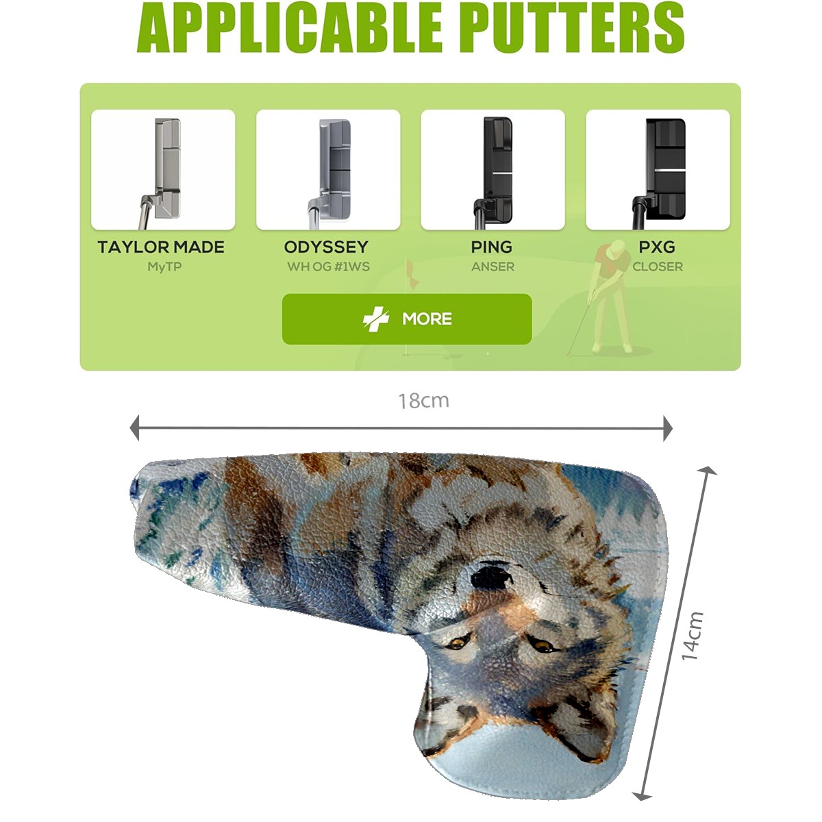 Golf Club Head Cover Waterproof Leather Golf Accessories HeadCovers Set Driver Headcover for Women Men Sitting Leopard Cat