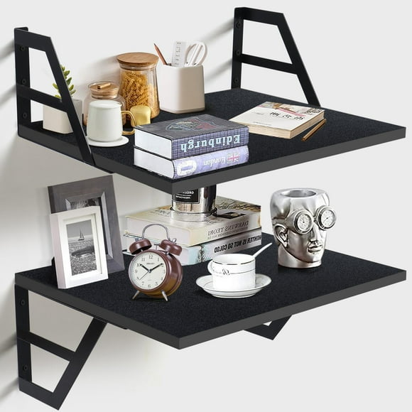 Tectocker-DOU Set of 2 Deep Floating Shelves; Wall Mounted Book Shelf for Living Room, Bedroom Shelves for Wall Decor; Shelves for Wall Storage; Shelving with Metal Brackets, 12 Inches