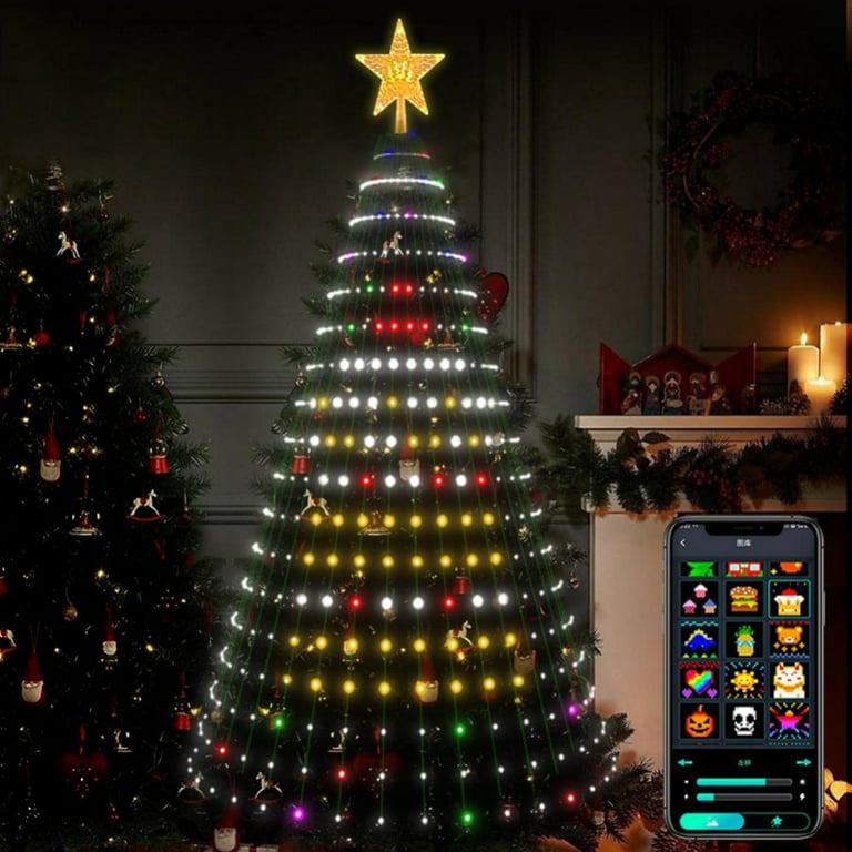 DIY Smart Christmas Tree Led Light Bluetooth APP Remote Control RGB String  Fairy Lights with Star Topper for Xmas New Year Decor