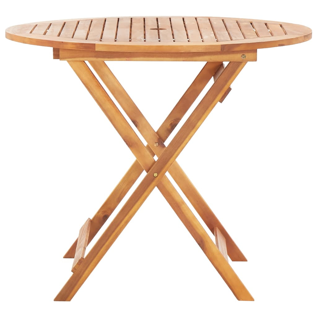 Lowestbest 35.4"x29.5" Folding Garden Table, Solid Acacia Wood Bistro Table with A Umbrella Hole Lowestbest 35.4"x29.5" Folding Garden Table, Solid Acacia Wood Bistro Table with A Umbrella Hole