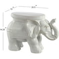 thumbnail image 3 of TBL1007A White Elephant 14.2" Ceramic Indoor/Outdoor Garden Stool, Coastal, Contemporary, Side Table, Plant Stand, Spill-Proof, Living Room, Bathroom, Garden Room, Patio, Antique White, 3 of 7