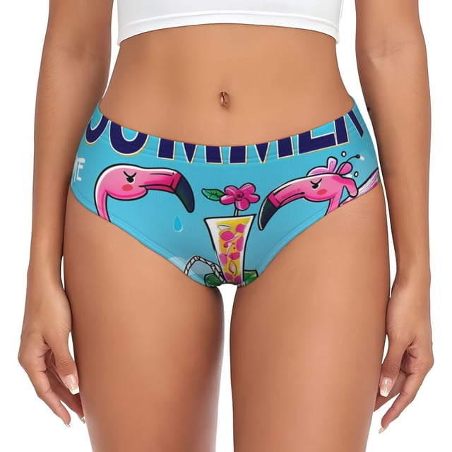 Balery Beach Flamingo Trio Ropa Interior de Algodón para Mujer con Dibujo – Braguitas Cómodas y Elásticas, Estilo Clásico-X-Large