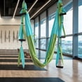 thumbnail image 4 of Juego de columpio de yoga aéreo, hamaca de yoga antigravedad fuerte, kit de trapecio de yoga volador, herramienta de inversión de eslinga de yoga para , Azul verde Soledad hamaca de yoga, 4 of 9