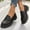 #300-Black, variant on Women's Fashion Casual Versatile Round Toe British Style Leather Loafers - Trendy Slip-On Flats with Printed Design for Daily Wear