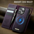 thumbnail image 2 of ELEHOLD Magnetic Detachable Wallet Case for iPhone 11, Shockproof Faux Leather Stand RFID Card Slots Detachable Mag-Safe Magnetic Case Cover,Removable Back Shell,Purple, 2 of 12