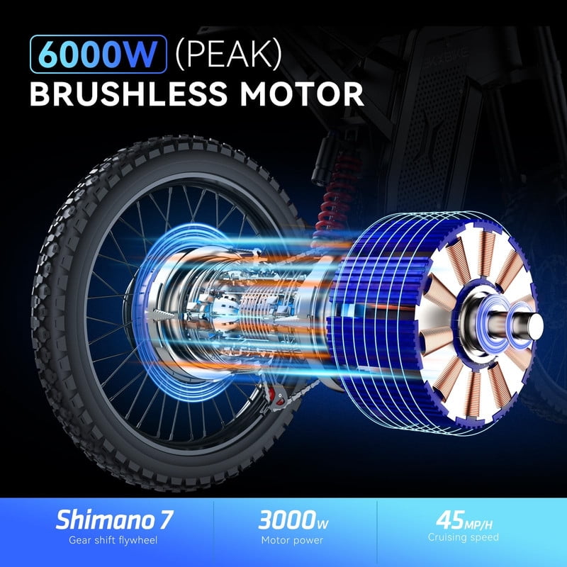 EKXBIKE X21 Max E Bicycles For Adults,6000W Peak Motor,45MPH,1800Wh Removable Battery,19" Tires,Full Suspension