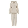 thumbnail image 5 of Womens Sherpa Sweatsuits Fuzzy Solid Color Loungewear Hoodies Casual Sweatpants 2 Piece Fluffy Tracksuits Two-Piece Set Long Pant Sweatsuit Set Lounge Sweater Sets Pockets, 5 of 7