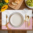 thumbnail image 4 of Pink Gold Marble Placemats Set of 4, Modern Abstract Marble Crack Texture Placemats for Dining Table, Place Mats for Kitchen Tabletop, Waterproof Wipeable Dining Table Mats Set, 4 of 9