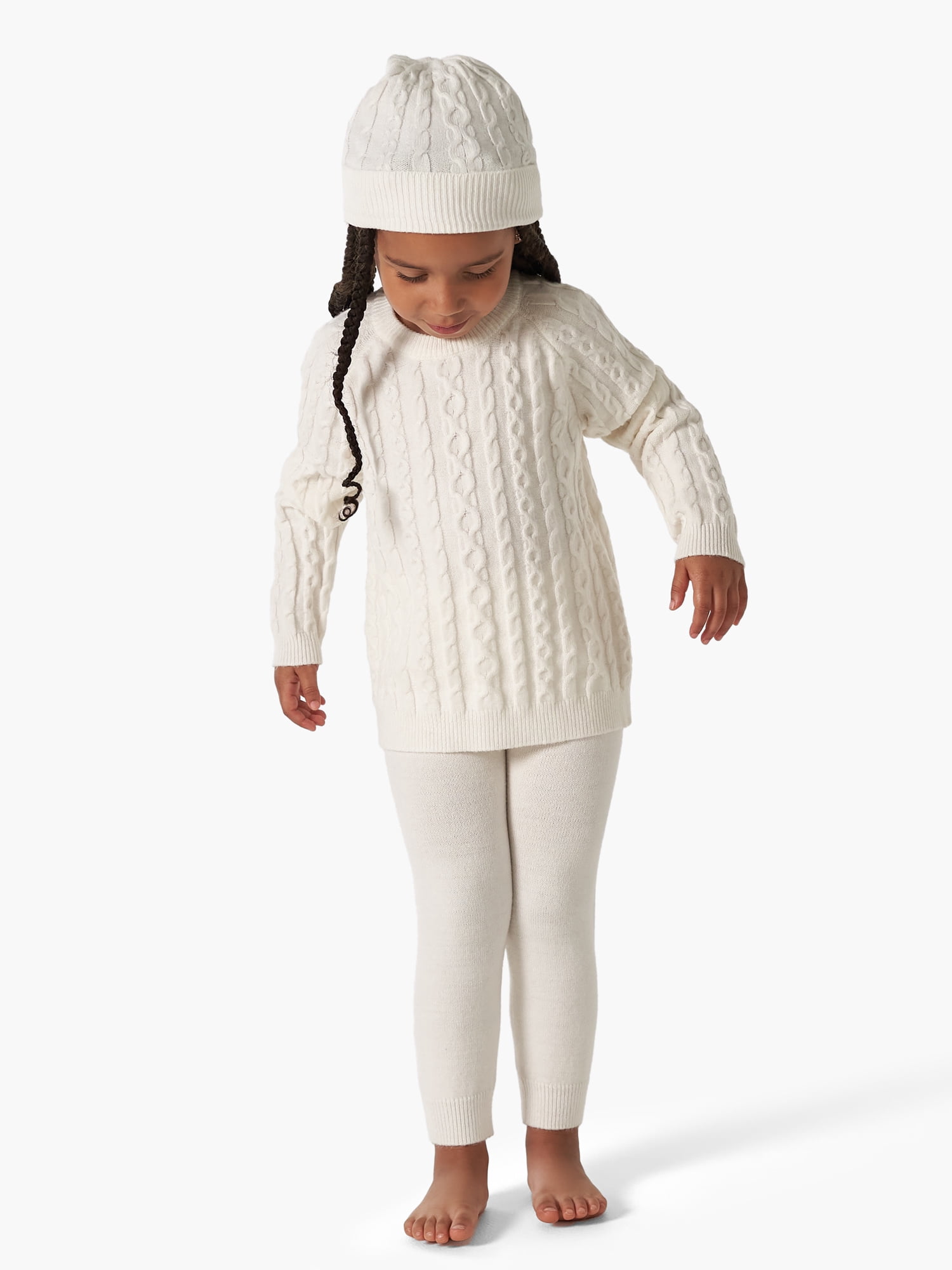 Modern Moments By Gerber Toddler Girl Cable Knit Sweater Outfit Gift Set w/Hat, 3-Piece (12M - 5T)