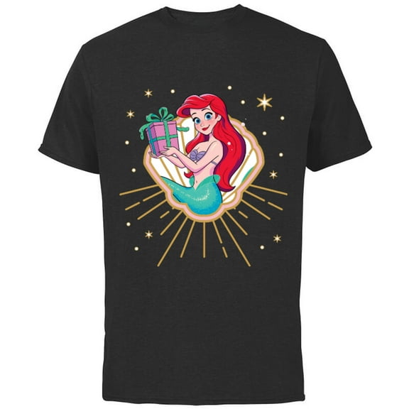 Disney Princess Ariel Seashell Gift Holiday Standard - Short Sleeve Cotton T-Shirt for Adults - Customized-Red