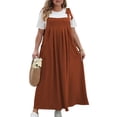 thumbnail image 2 of Vestido de Verano para Mujer, Talla Grande, Informal, Sin Mangas, con Tirantes Finos, para Playa Caqui XL, 2 of 7