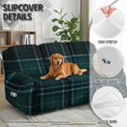 thumbnail image 6 of ZIATUBLES Recliner Chair Covers, Printed 3-Seater Stretch Reclining Sofa Cover Set of 8, Soft Fitted Furniture Protector Covers for Pet Kid Easy Care Washable Decor Accessories, Dark Green Blue Plaid, 6 of 9