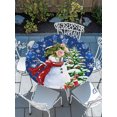 thumbnail image 6 of Round Fitted Tablecloth with Elastic Edge, Navy Blue Christmas Waterproof Table Cloth Table Cover for 45"-54" Tables, Snowman Xmas Tree Ball Gifts Winter Tablecloths for Dining Picnic Party Outdoor, 6 of 9